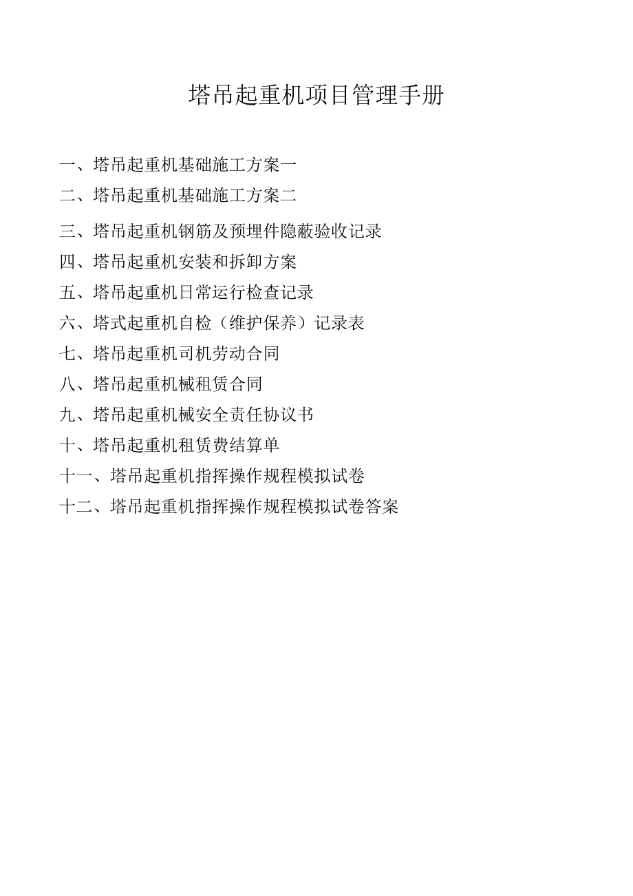 塔吊起重机项目管理手册.docx_第1页