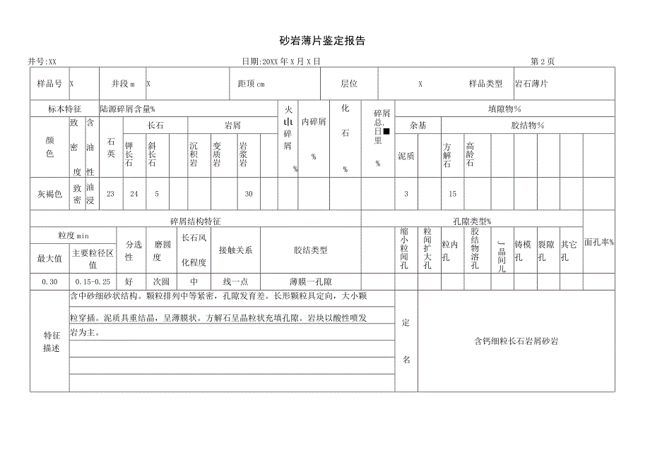 砂岩薄片鉴定报告.docx_第1页