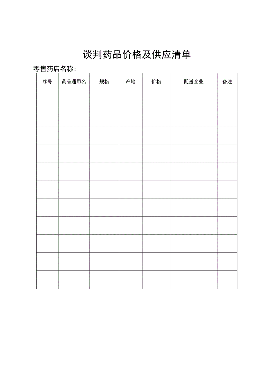 谈判药品双通道定点零售药店申请表花名册价格及供应清单.docx_第3页