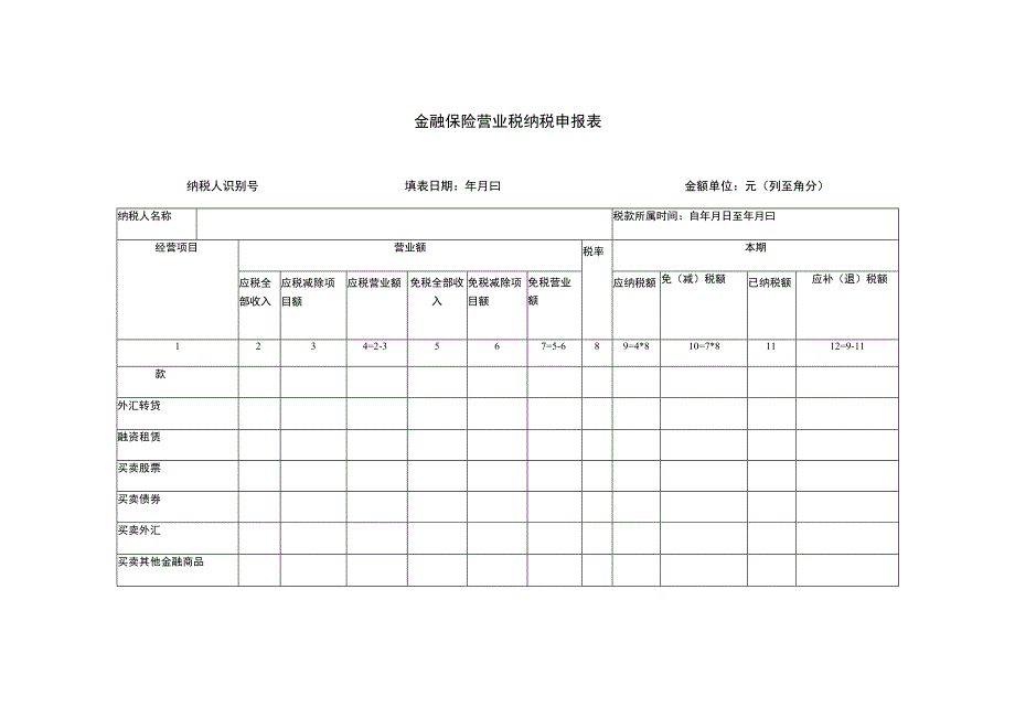 金融保险营业税纳税申报表.docx_第1页