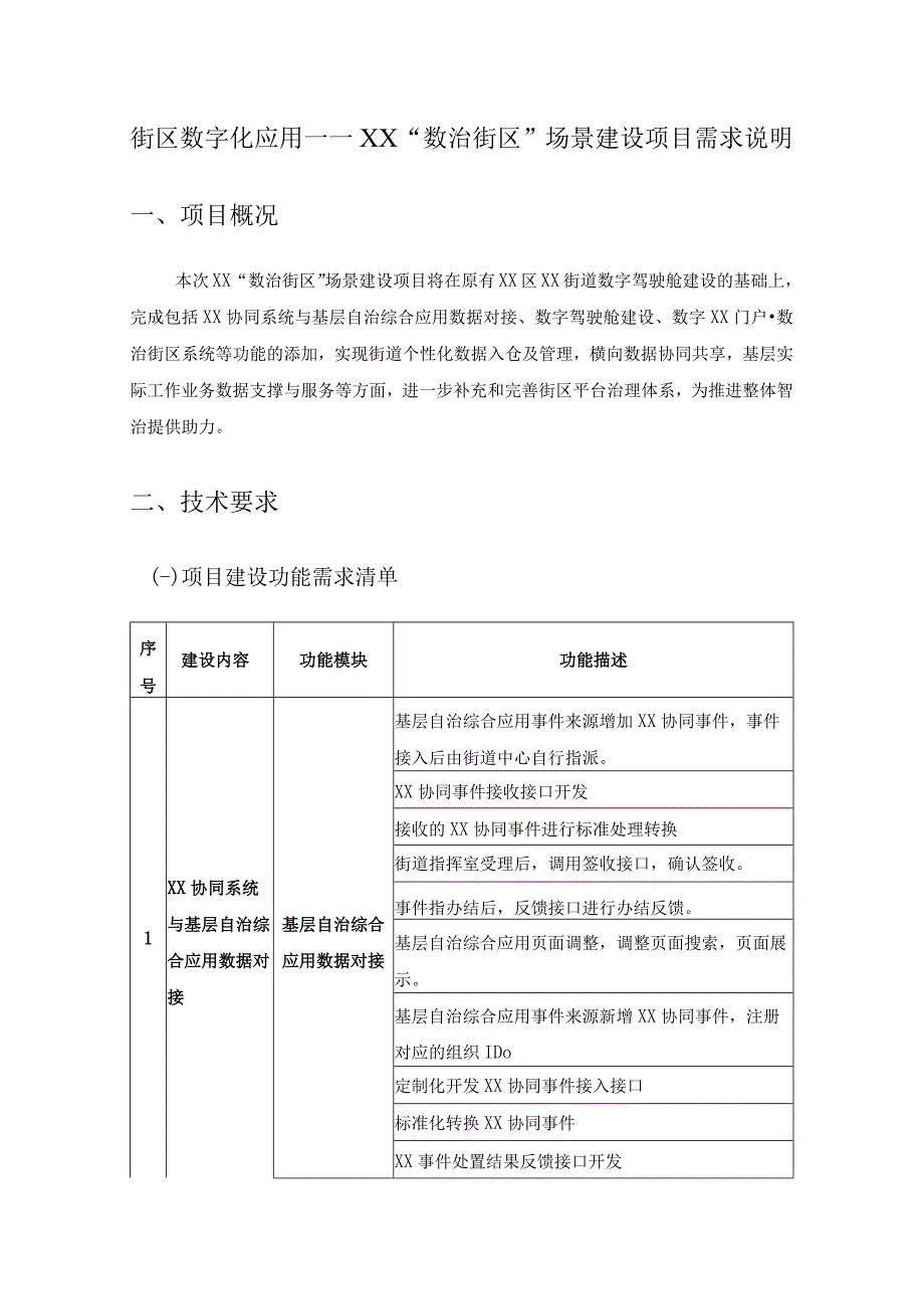 街区数字化应用——XX数治街区场景建设项目需求说明.docx_第1页