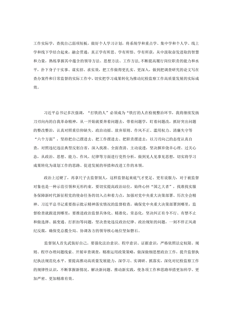 纪检监察干部队伍教育整顿研讨发言材料打铁必须自身硬.docx_第2页