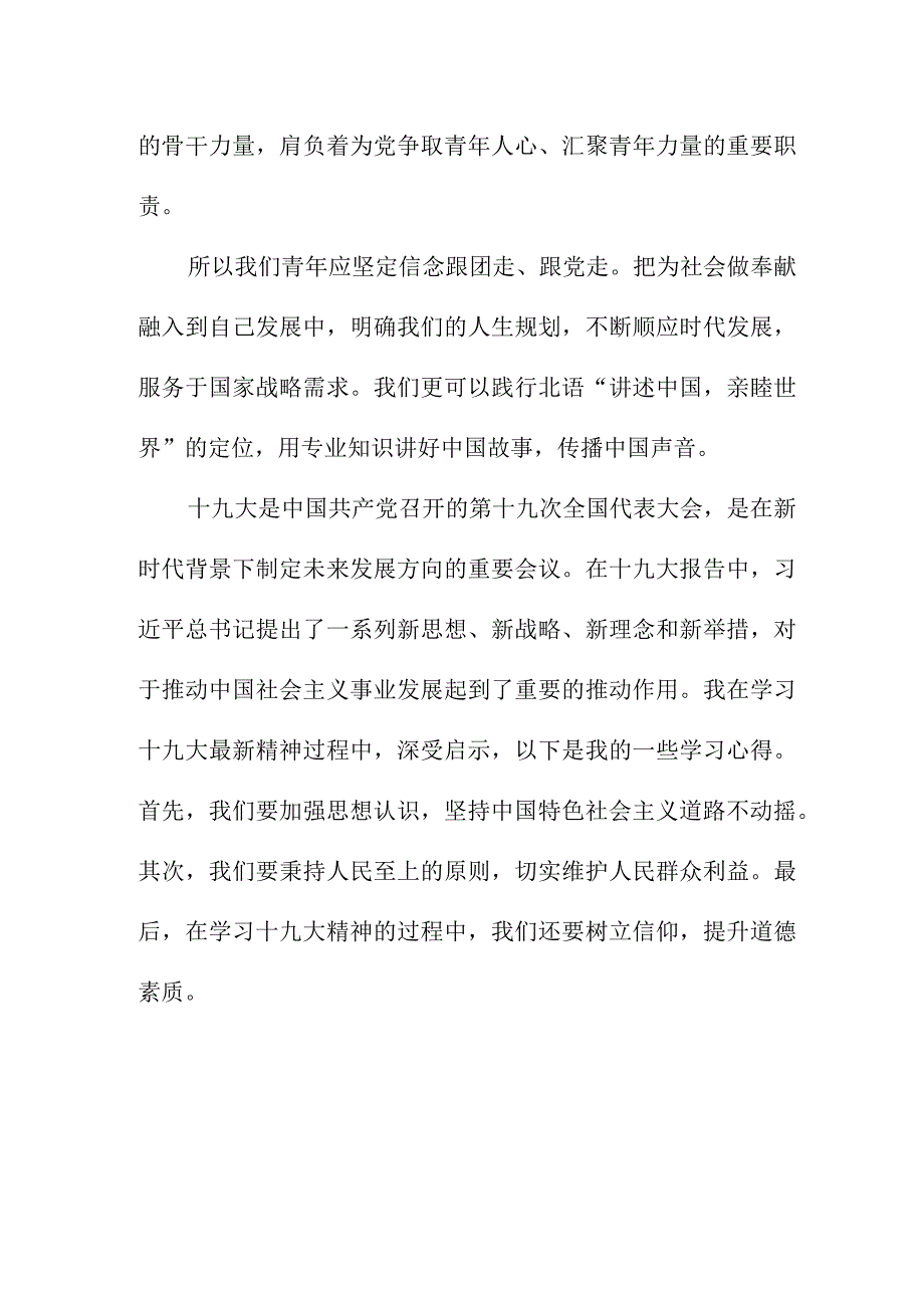 青年学生干部学习贯彻共青团第十九次全国代表大会精神心得体会 汇编7份.docx_第2页