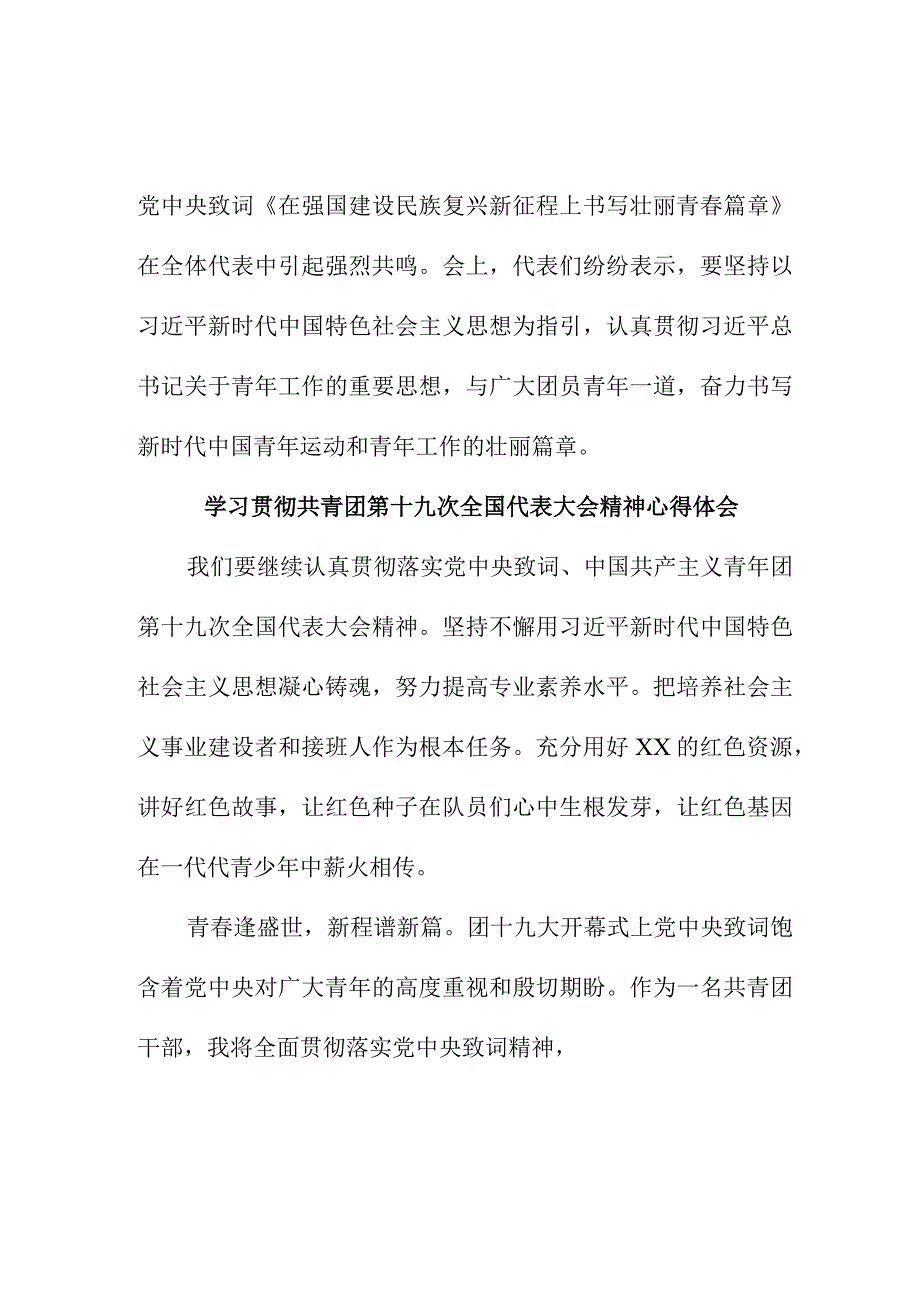 青年学生干部学习贯彻共青团第十九次全国代表大会精神心得体会 汇编7份.docx_第3页