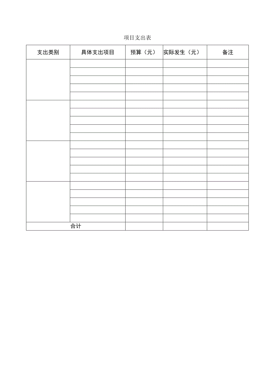 项目支出表.docx_第1页