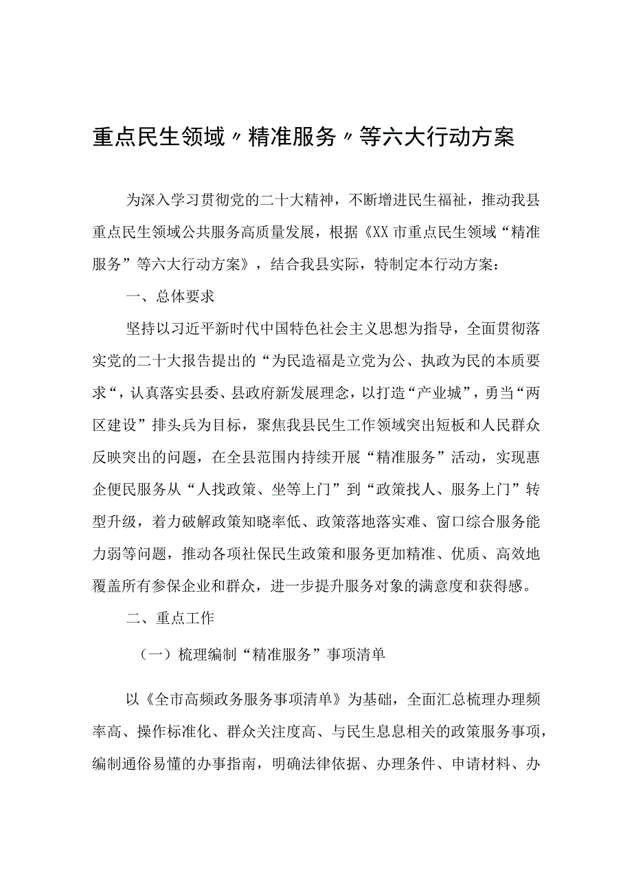 重点民生领域精准服务等六大行动方案.docx_第1页