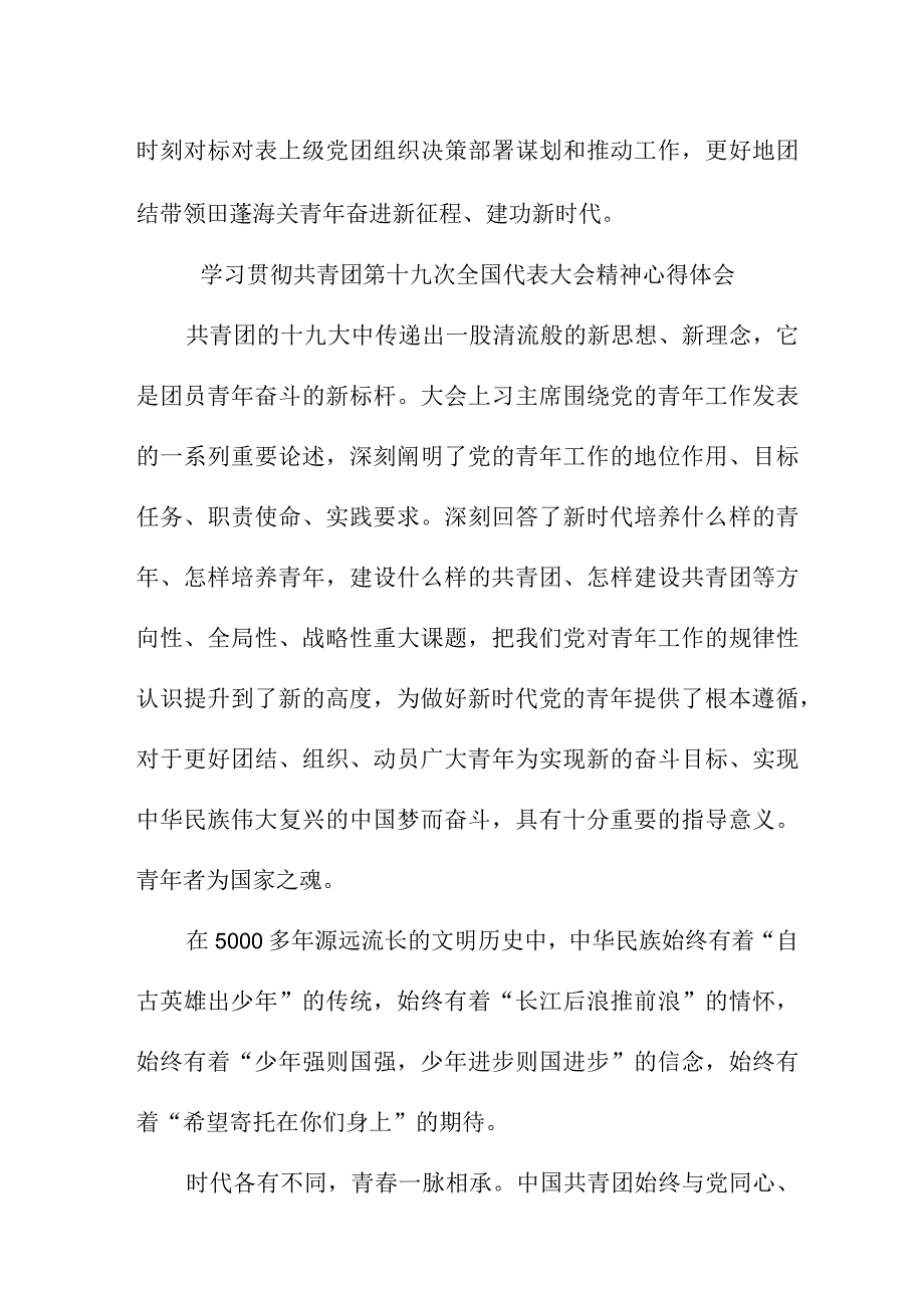 组织部工作员学习贯彻共青团第十九次全国代表大会精神个人心得体会 7份.docx_第3页