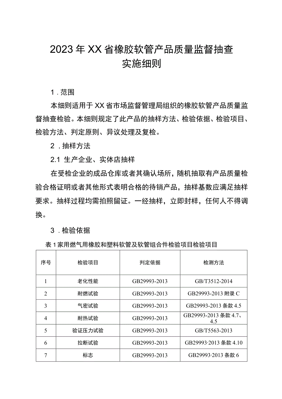 2022年工业品省级监督抽查实施细则（橡胶软管）.docx_第1页