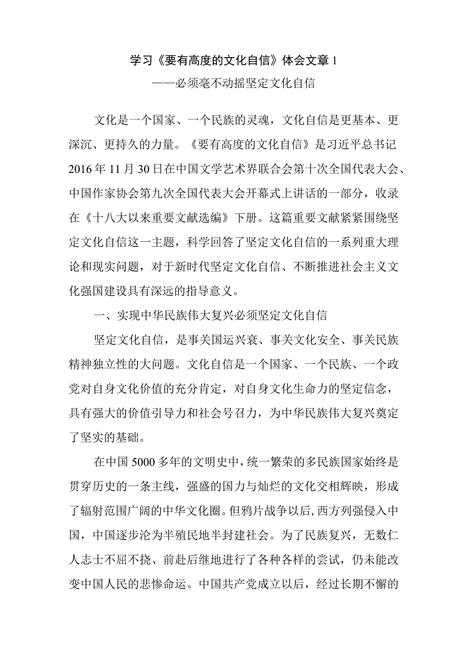 2023年《要有高度的文化自信》坚定增强“文化自信”专题研讨发言材料汇编.docx_第3页