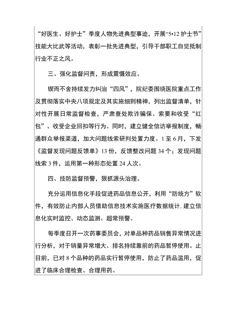 2023医院深入开展医药购销领域和医疗服务中不正之风专项整治的工作总结报告.docx_第3页