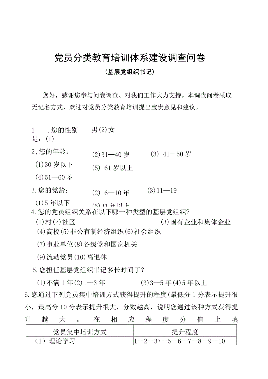 01-（基层党组织书记）党员分类培训需求调研问卷.docx_第1页