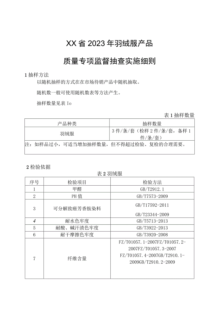 2022年羽绒服产品质量监督抽查实施细则.docx_第1页