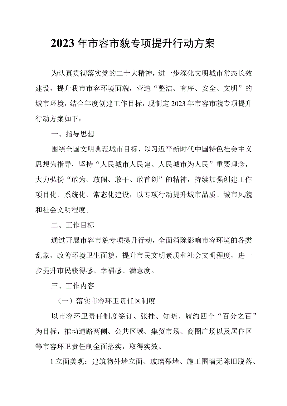 2023年市容市貌专项提升行动方案.docx_第1页