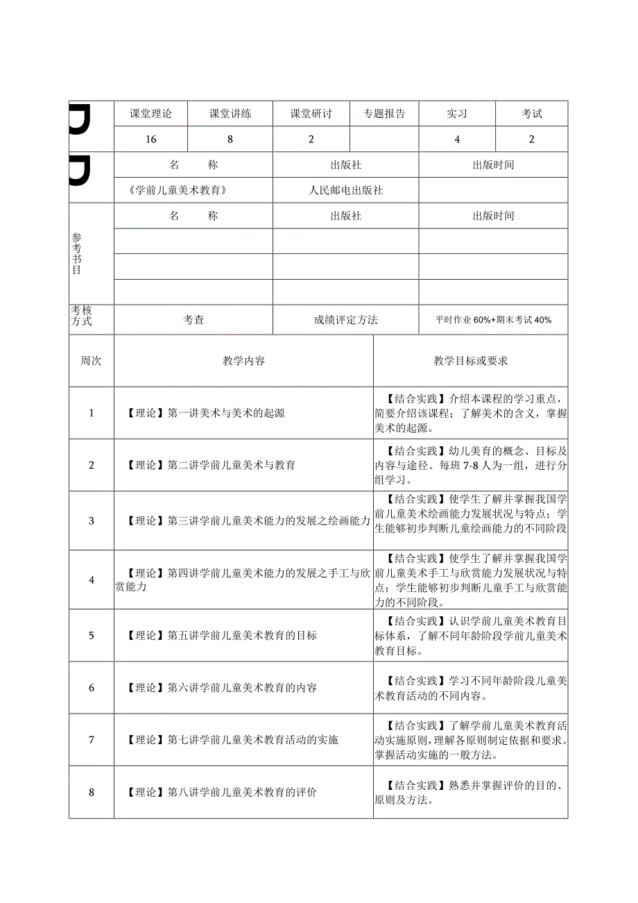 《学前儿童美术教育第2版全彩慕课版》-教学日历.docx_第2页