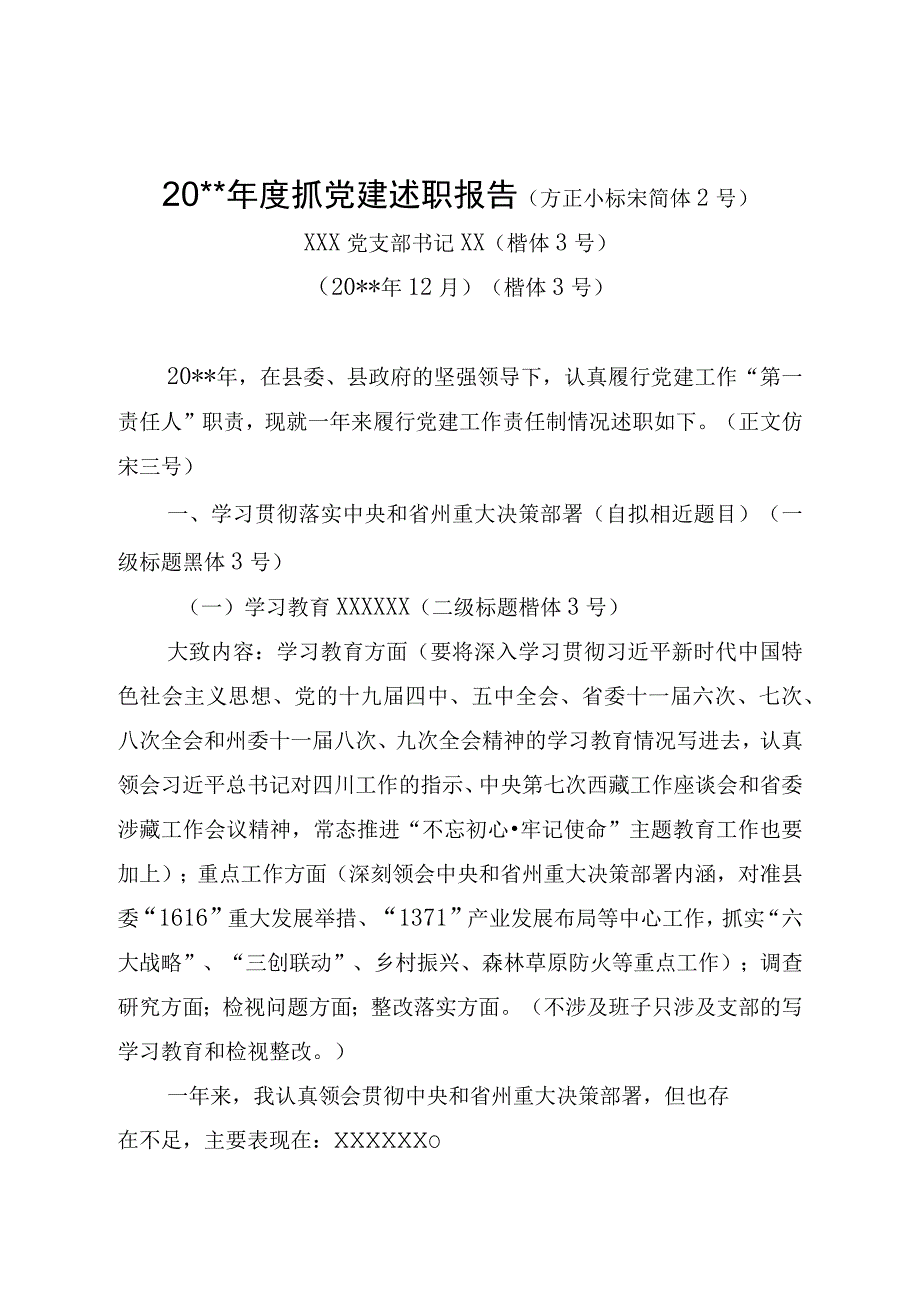 20xx年度抓党建述职报告模板.docx_第1页