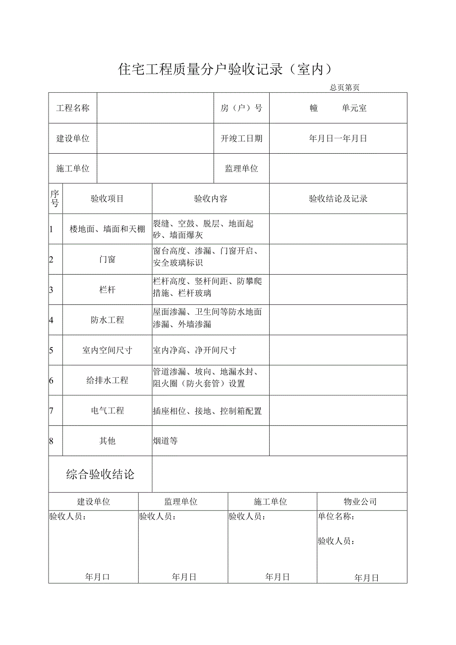 住宅工程质量分户验收记录表.docx_第1页