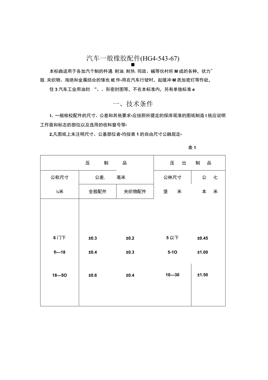 HG 4-543-1967汽车一般橡胶配件.docx_第1页