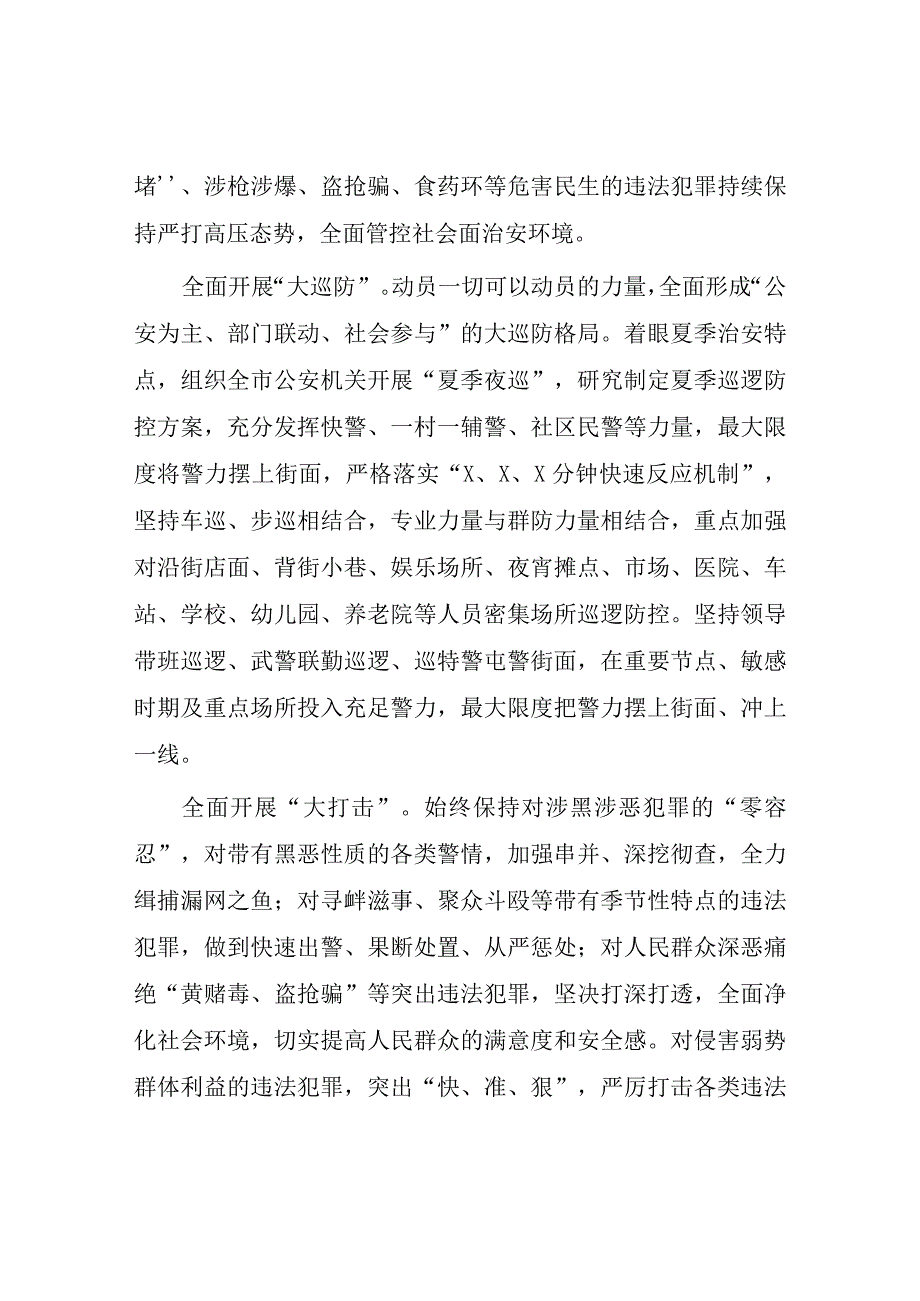 公安夏季治安打击整治“百日行动”阶段性总结报告七篇.docx_第3页