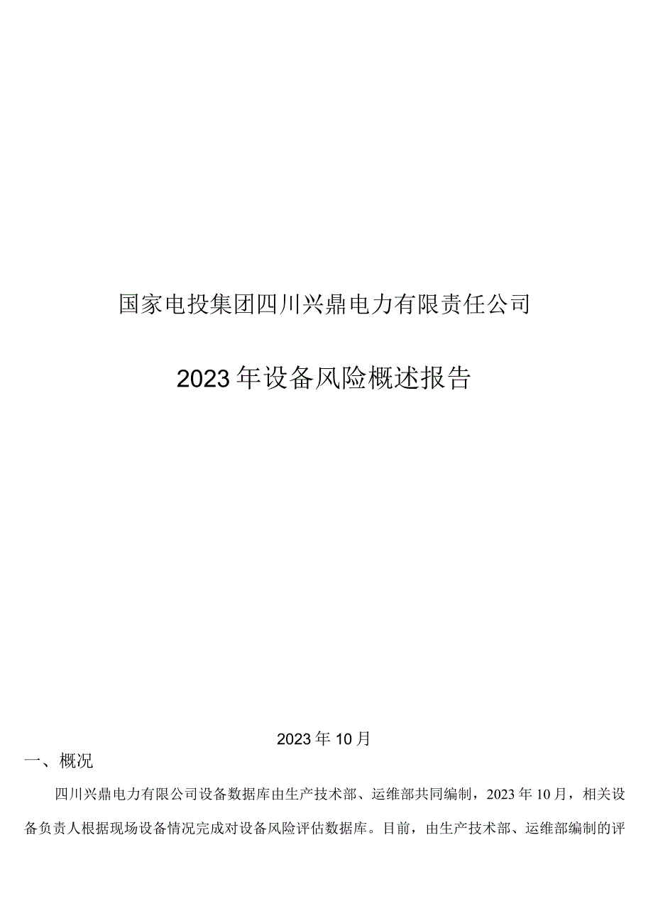 D-1国家电投集团四川兴鼎电力有限责任公司设备风险概述报告2020.10.docx_第1页