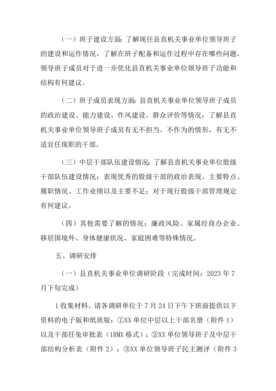 XX县县直机关事业单位领导班子和干部队伍建设情况调研工作方案.docx_第2页