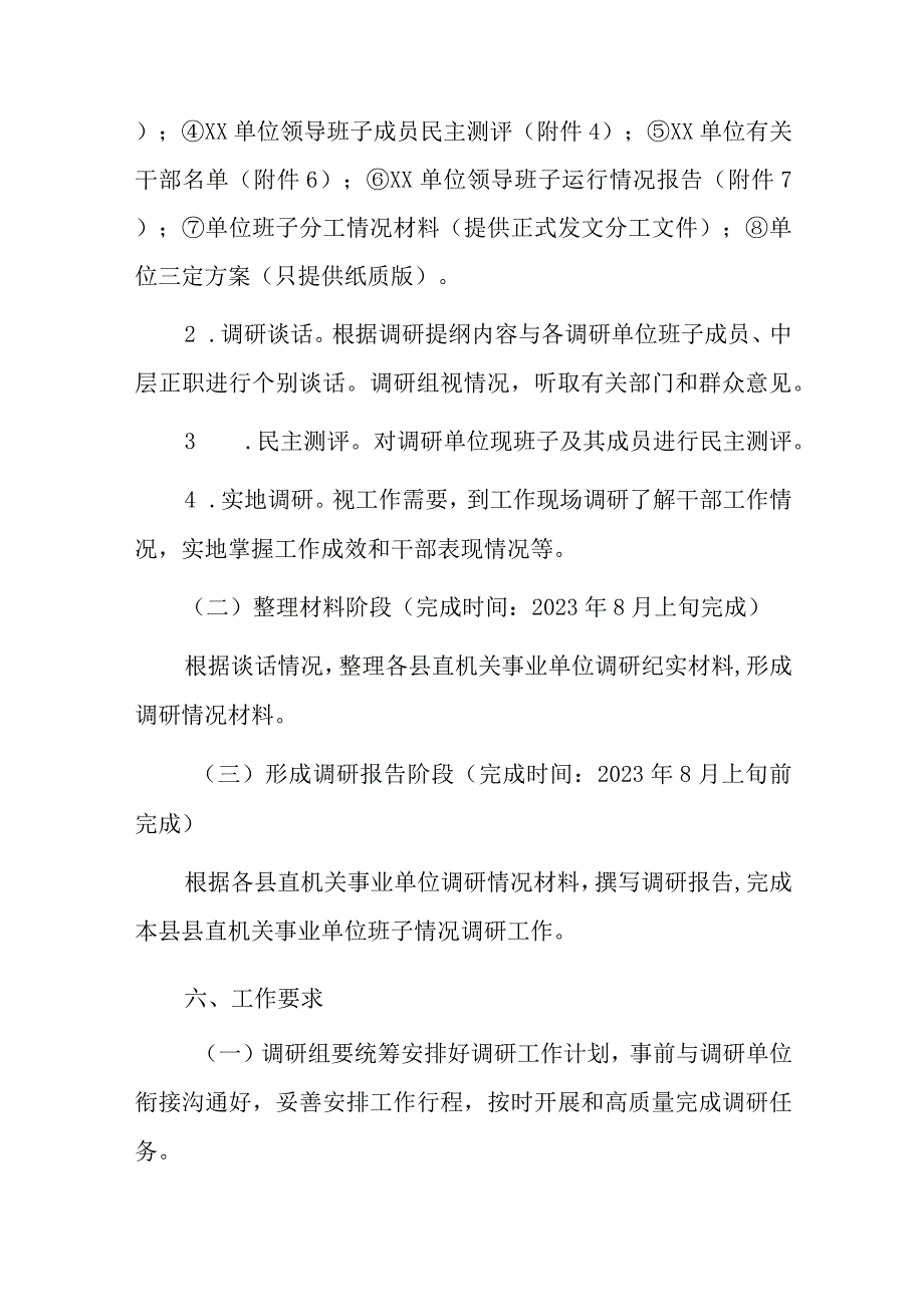 XX县县直机关事业单位领导班子和干部队伍建设情况调研工作方案.docx_第3页