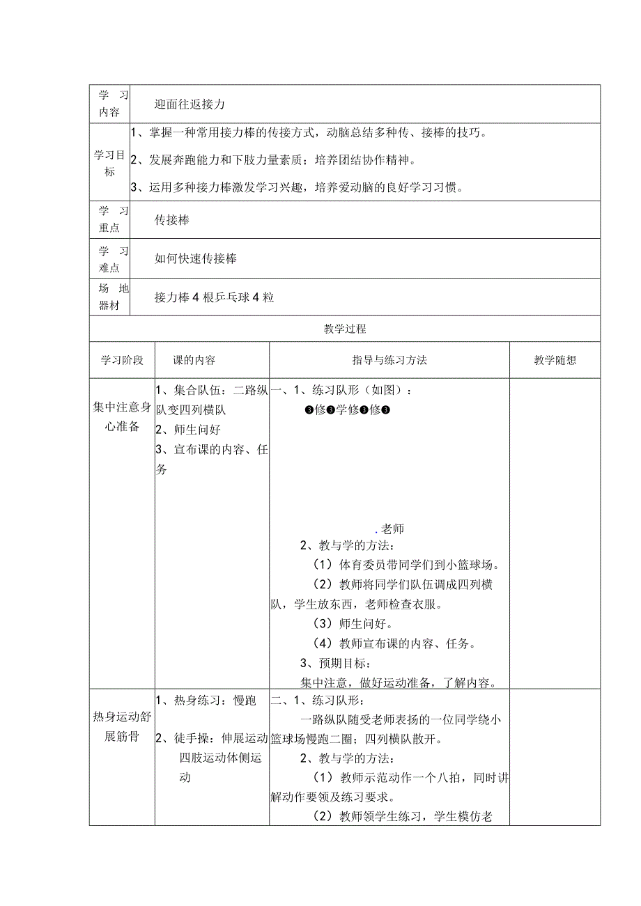 体育与健康《迎面往返接力》公开课教案.docx_第1页