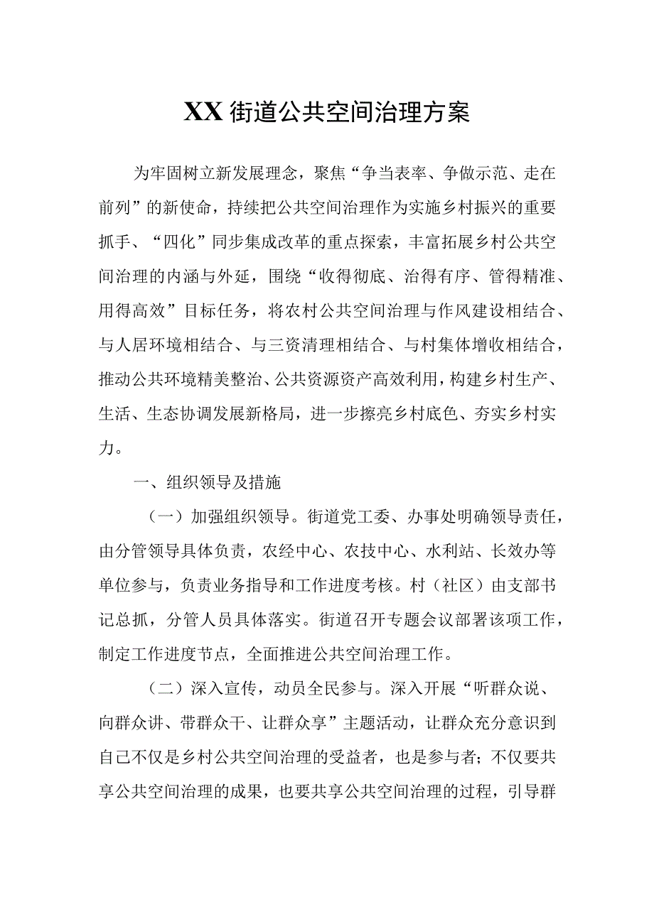 XX街道公共空间治理方案.docx_第1页