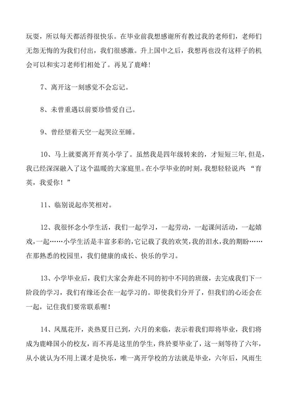 小学生毕业感言一句话6篇.docx_第2页