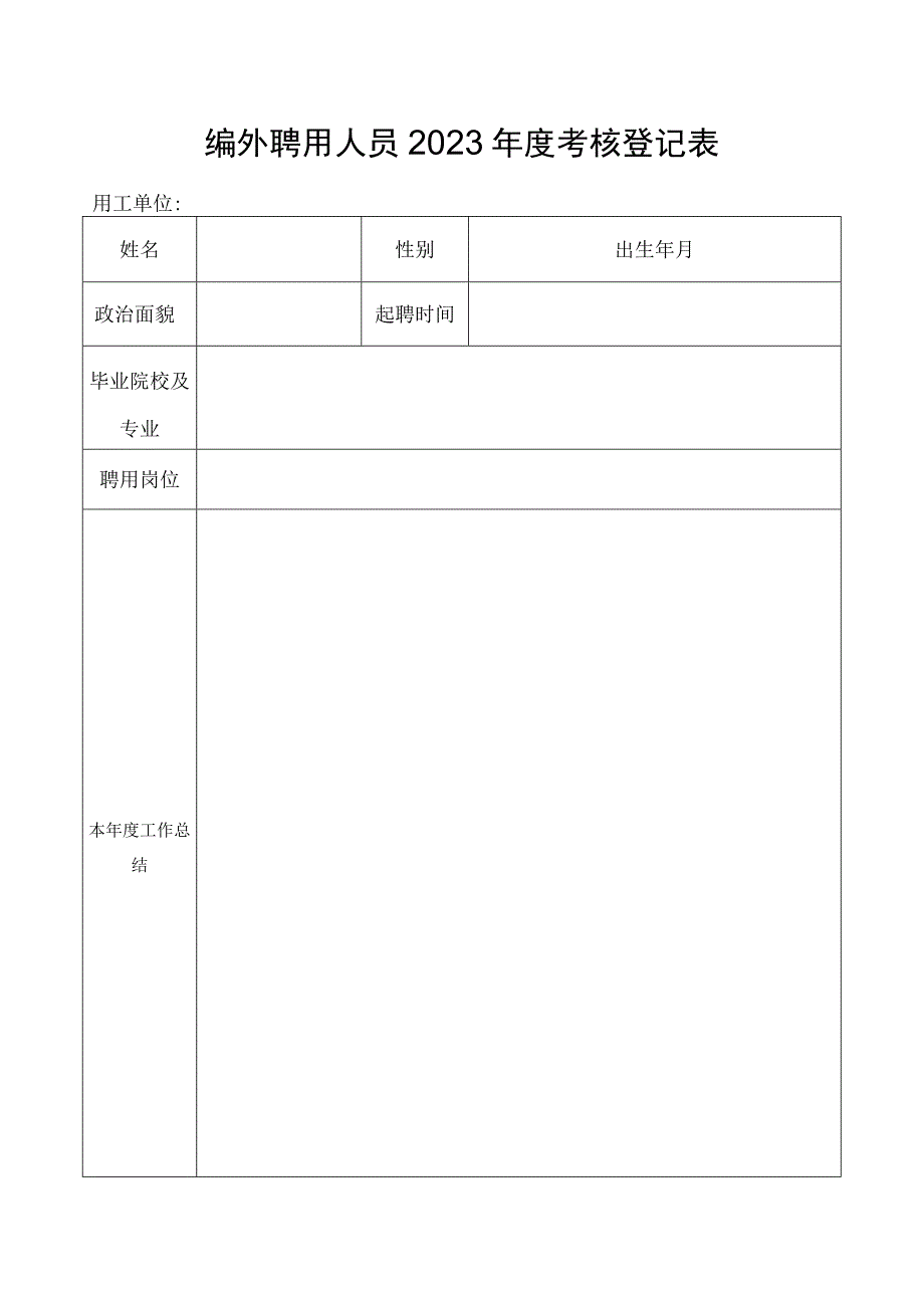 编外聘用人员年度考核登记表.docx_第1页