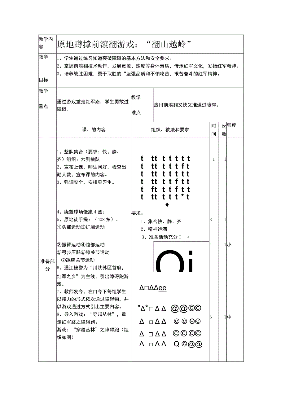 水平四（初一）体育《原地蹲撑前滚翻、游戏：“翻山越岭》教学设计及教案.docx_第3页