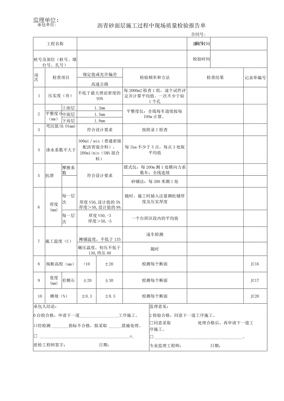 沥青砼面层施工过程中现场质量检验报告单.docx_第1页