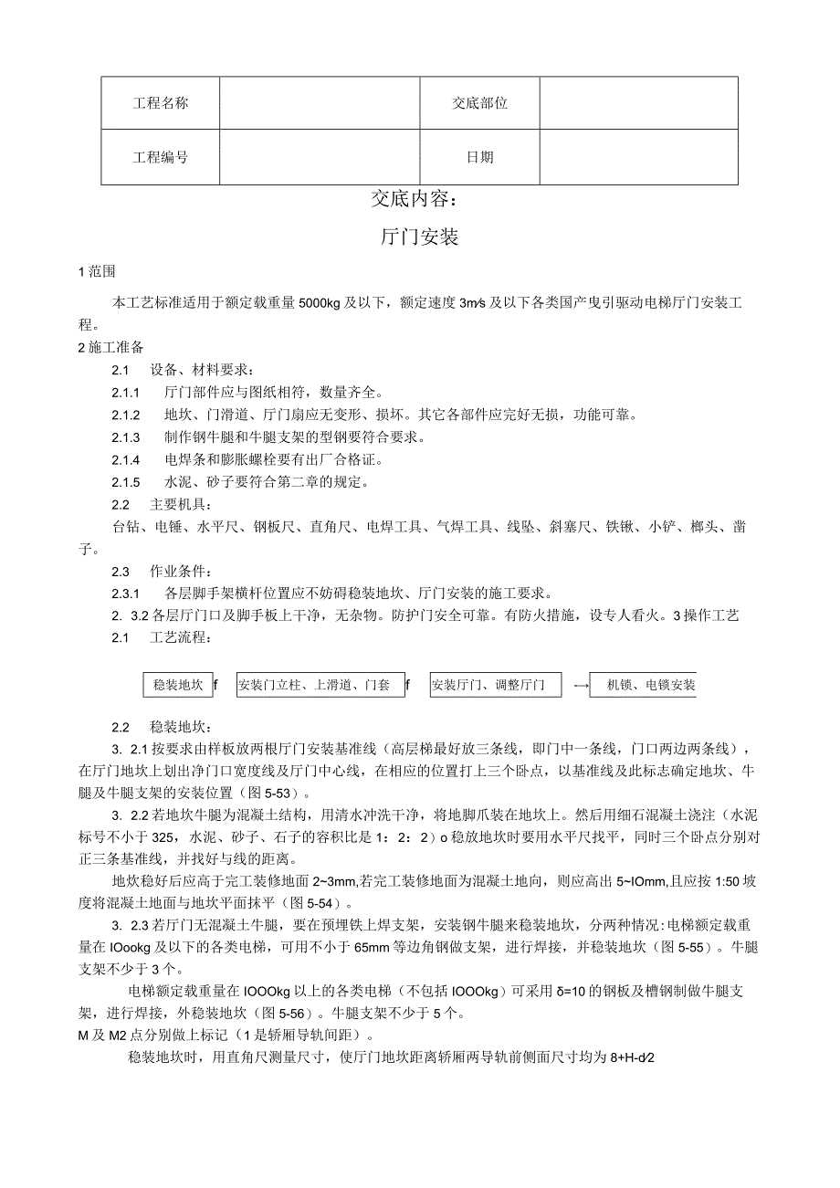 厅门安装工艺技术交底.docx_第1页