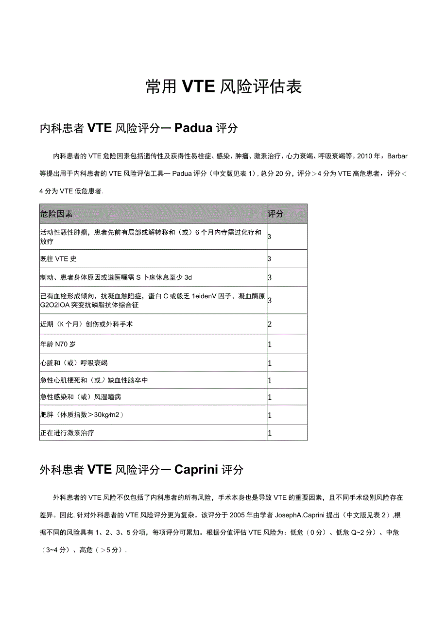 常用VTE风险评估表.docx_第1页