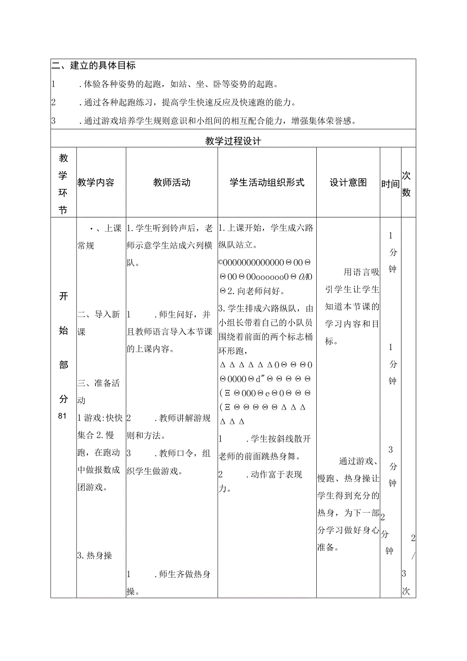 水平一（一年级）体育《各种姿势的起跑》教学设计及教案.docx_第2页