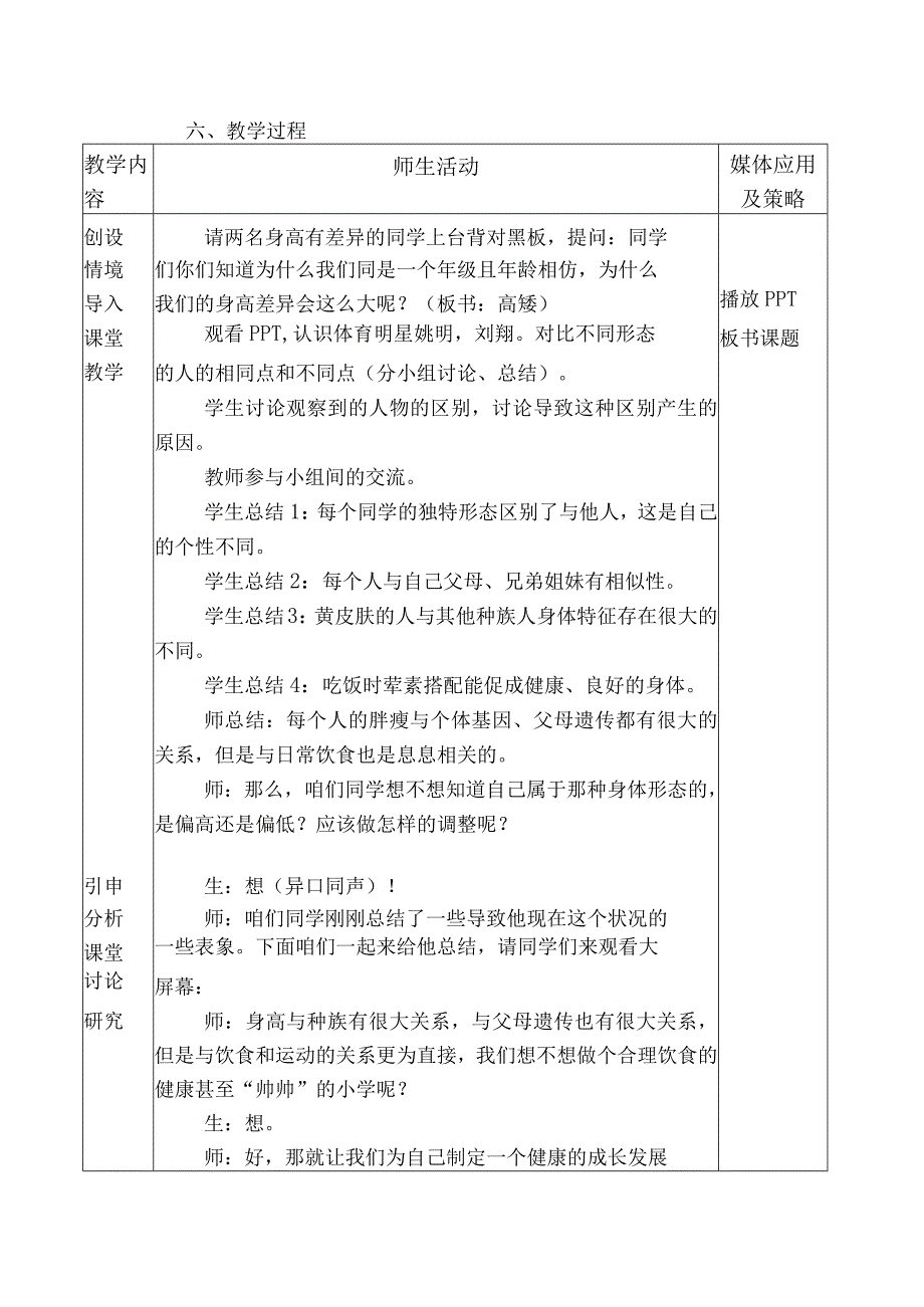 水平二（三年级）体育《身高差异的原因》教学设计及教案.docx_第2页