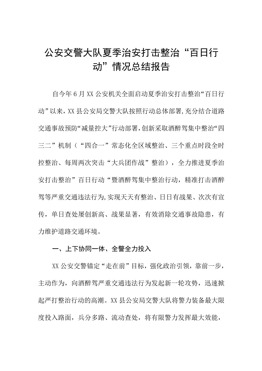 夏季治安打击整治“百日行动”专项总结七篇.docx_第1页