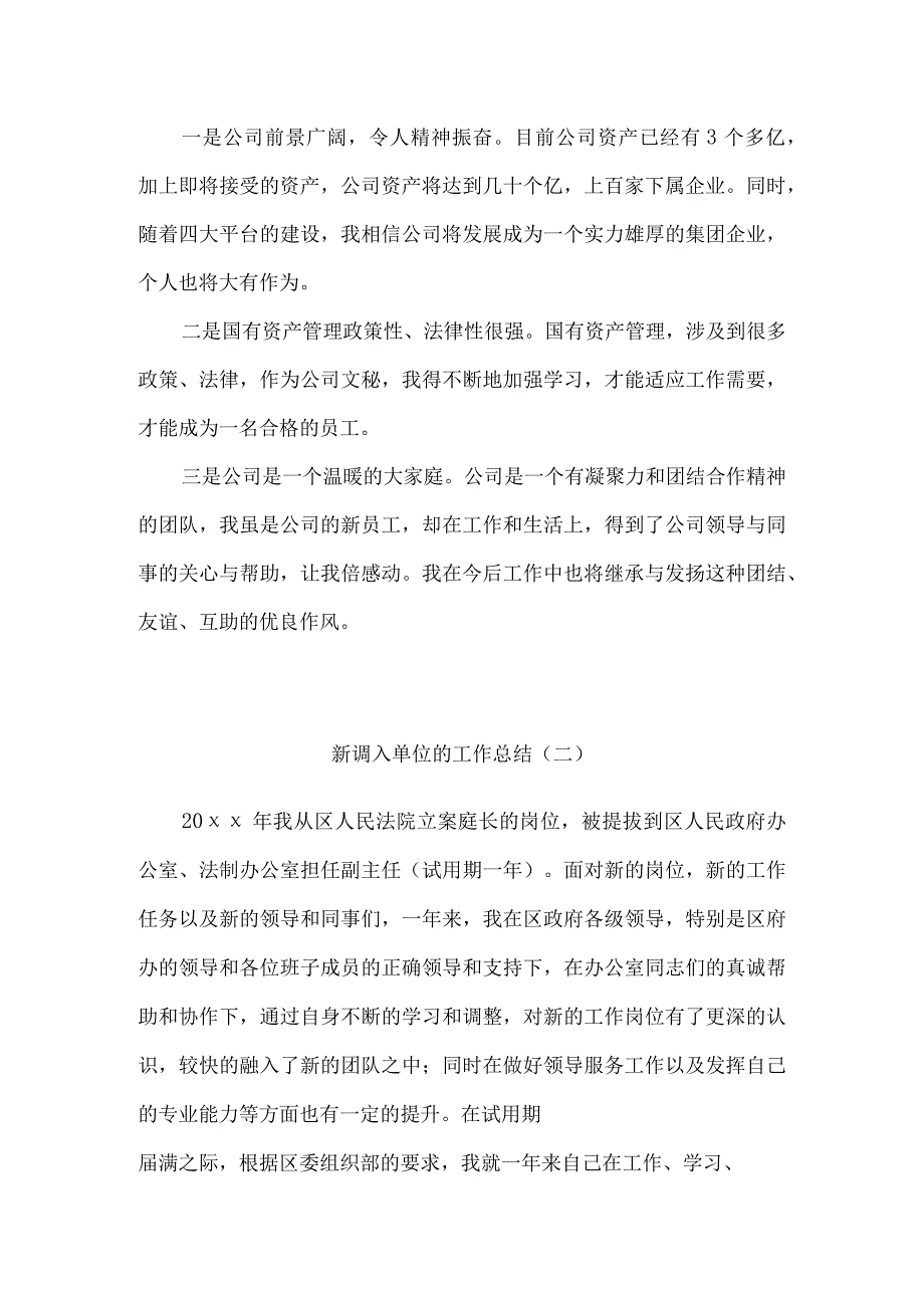 新调入单位的工作总结8篇.docx_第2页