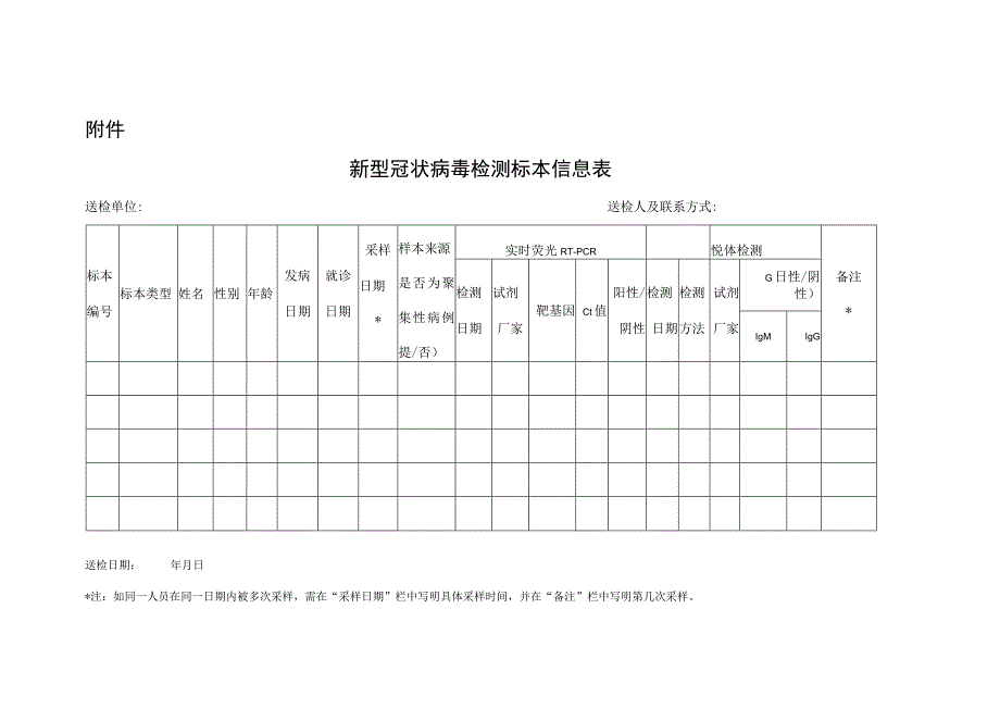 新型冠状病毒检测标本信息表.docx_第1页