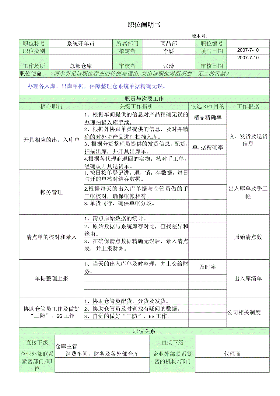 职位说明书_整理仓系统操作员.docx_第1页