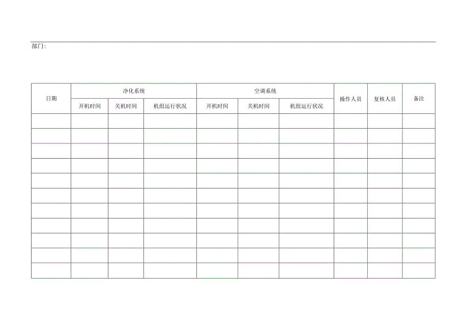 空调净化系统运行记录.docx_第1页