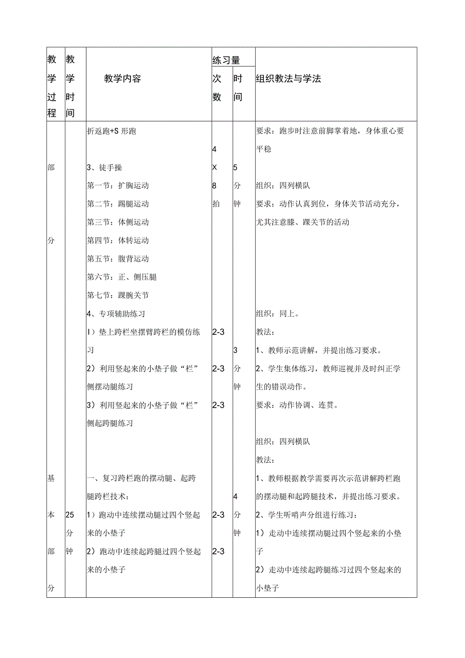 水平四（初三）体育《跨栏跑》教学设计及教案.docx_第3页