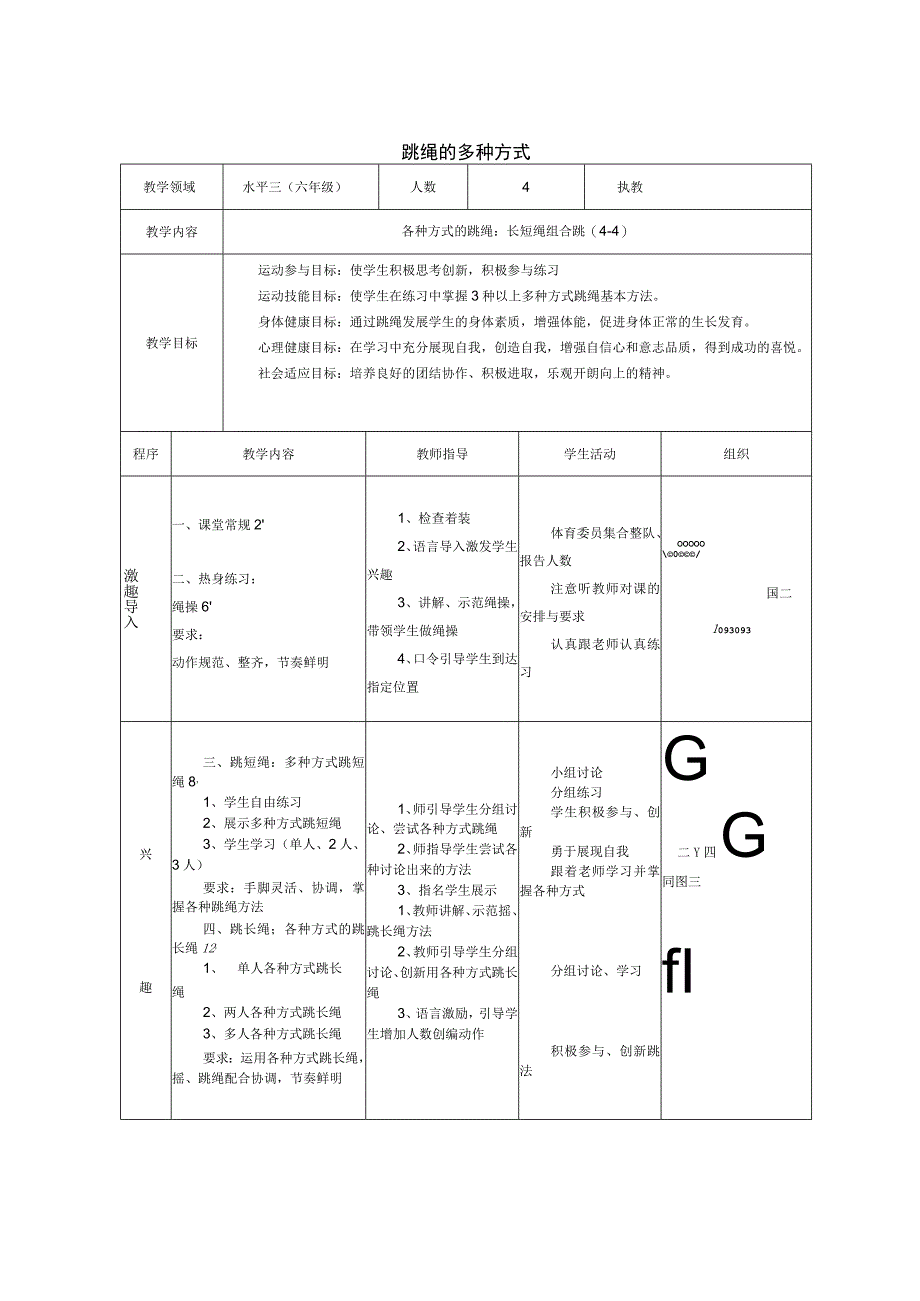 水平三（六年级）体育《各种方式的跳绳：长短绳组合跳》教学设计及教案.docx_第3页