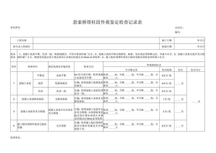 悬索桥塔柱段外观鉴定检查记录表.docx_第1页