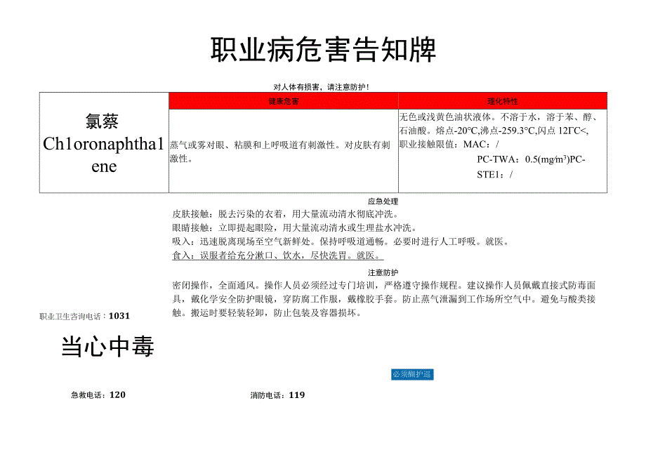 氯萘-职业病危害告知牌.docx_第1页