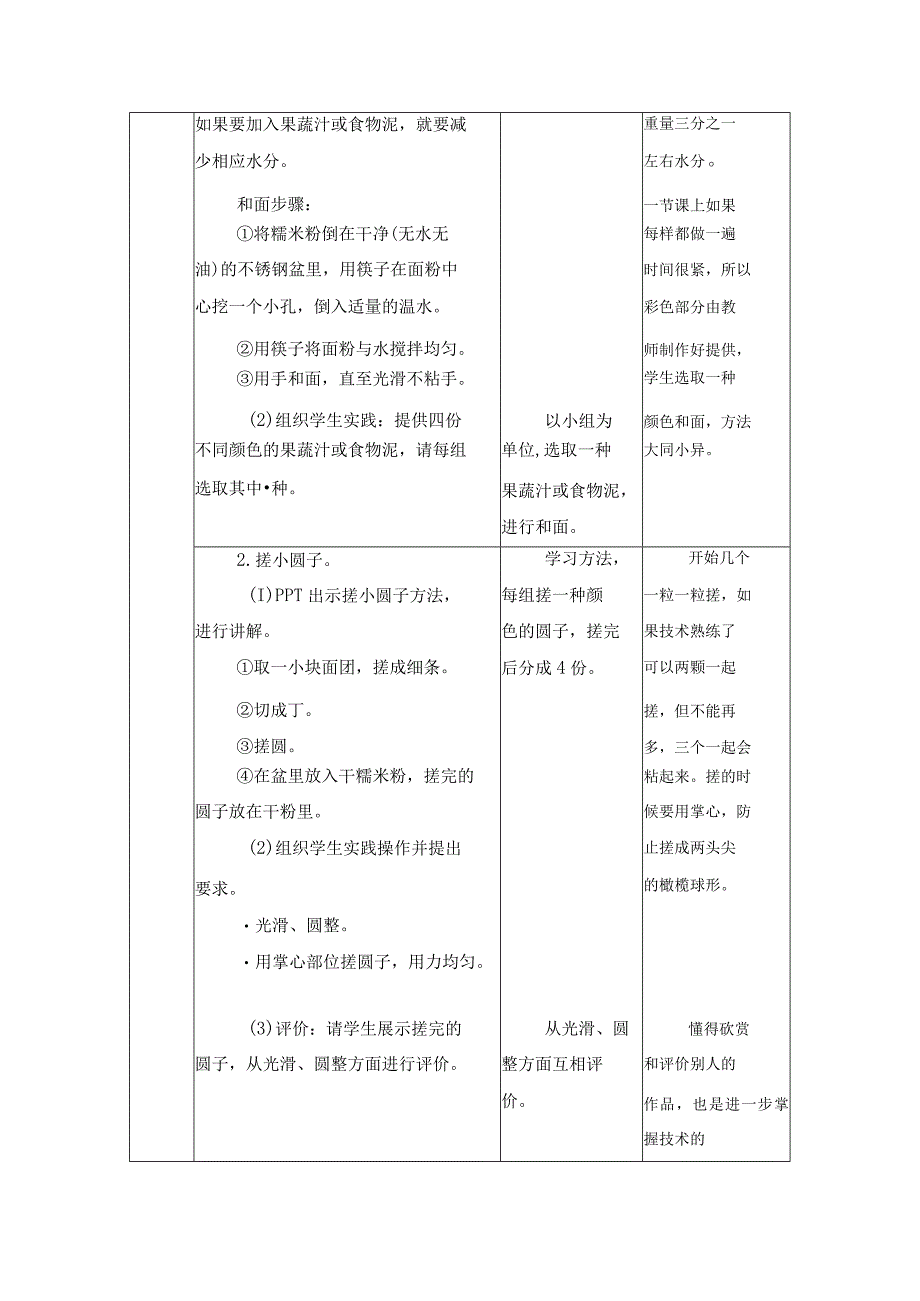 第二单元 家用器具使用与维护 烹饪与营养 06 彩色小圆子 教学设计四年级上册小学劳动苏科版.docx_第3页