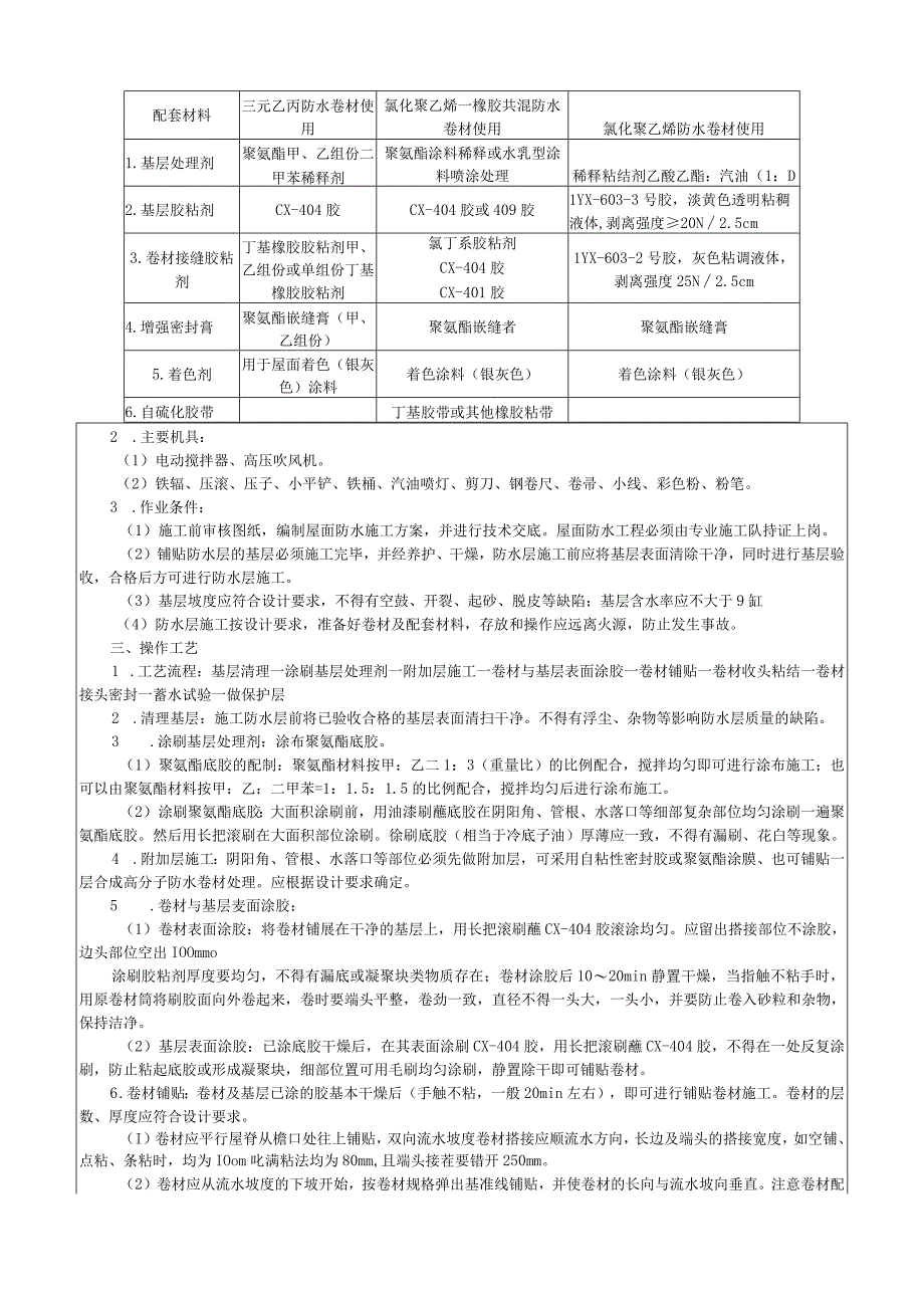 合成高分子卷材屋面防水层施工工艺技术交底.docx_第2页