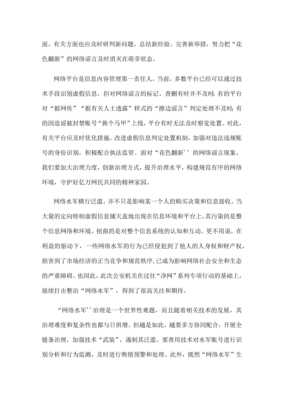 打击整治网络谣言心得体会发言.docx_第2页