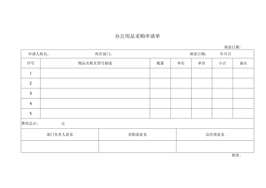 办公用品采购申请单.docx_第1页