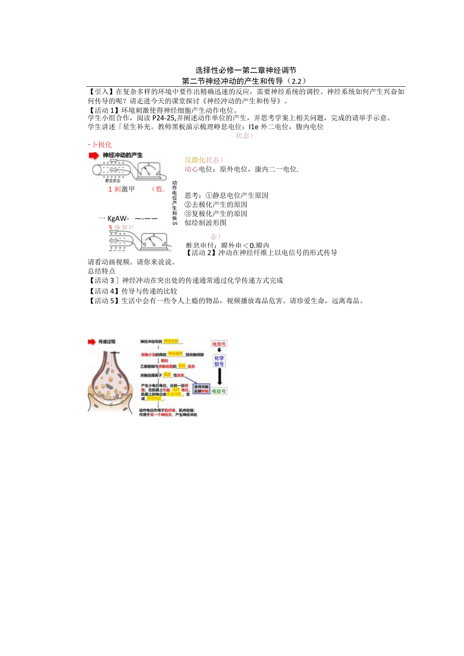 无生思考稿：第二节 神经冲动的产生和传导公开课.docx_第1页