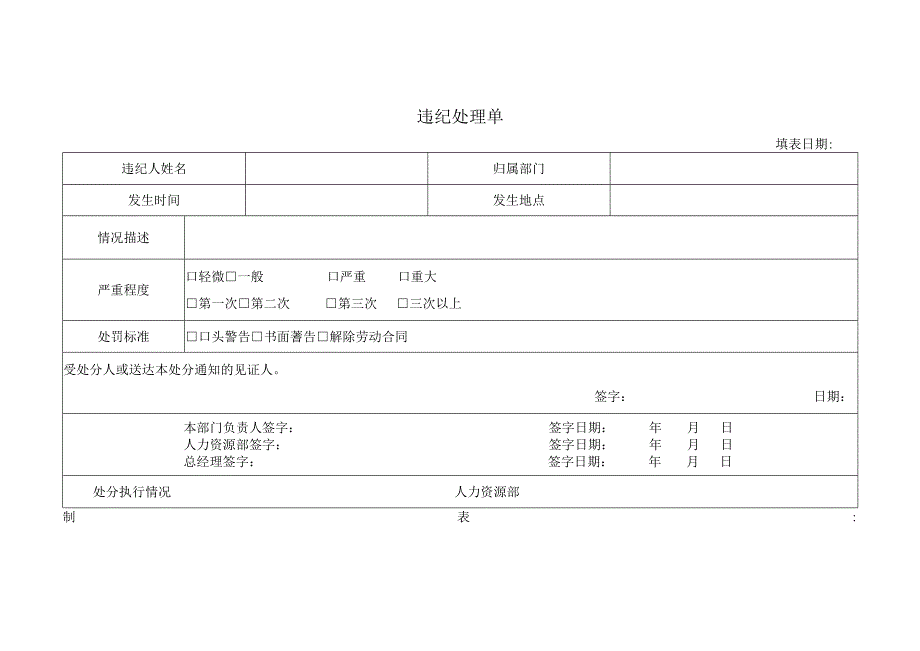 违纪处理单.docx_第1页